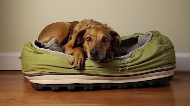 Foto cama cómoda para perros es graciosa.