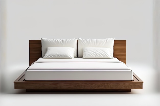 Cama contemporánea aislada en blanco