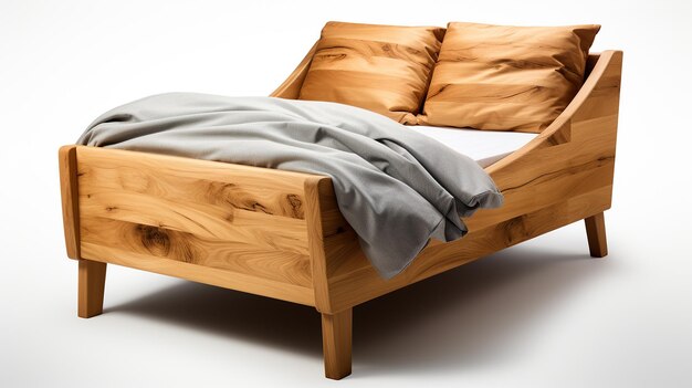 Cama de cuna de madera aislada sobre un fondo blanco