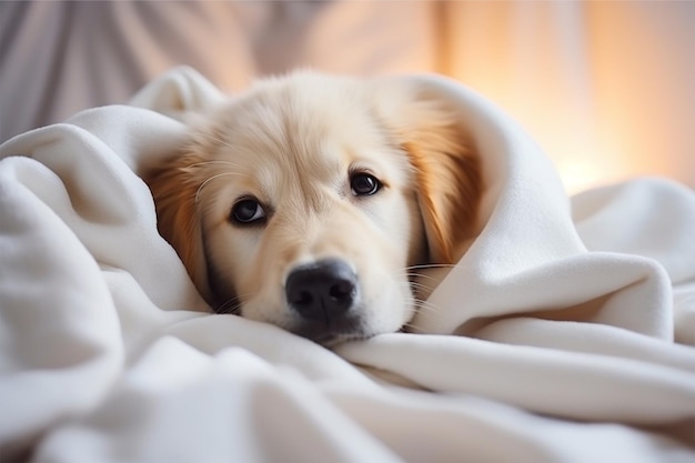 Foto cama de cão dourada