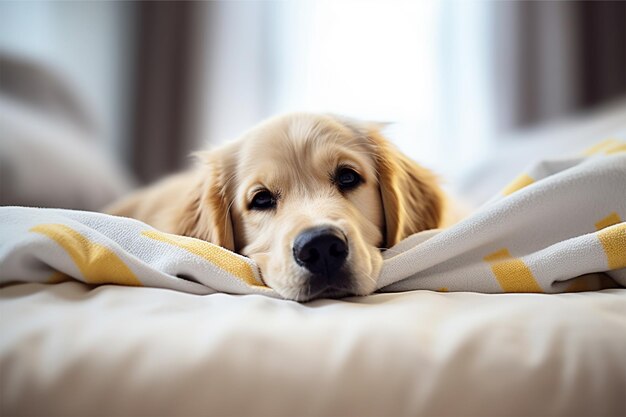 Foto cama de cão dourada