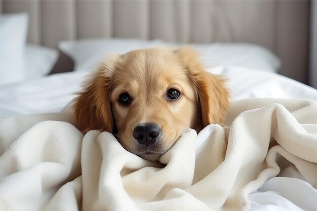 Foto cama de cão dourada