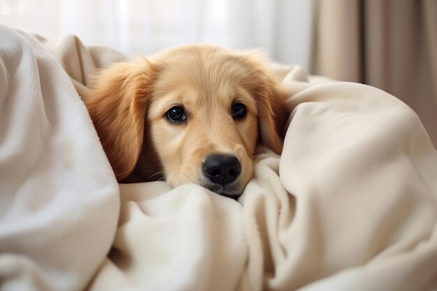 Foto cama de cão dourada