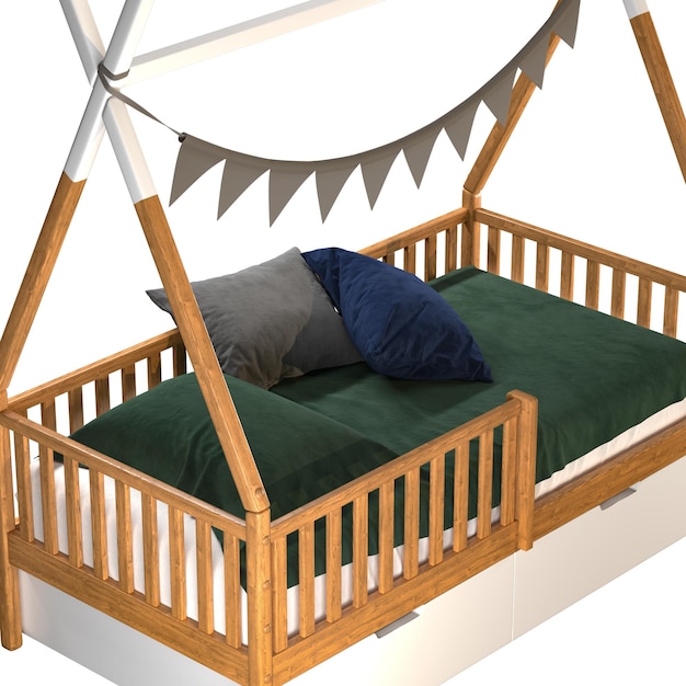 Cama de crianças Wigwam com placa sólida Beech 02