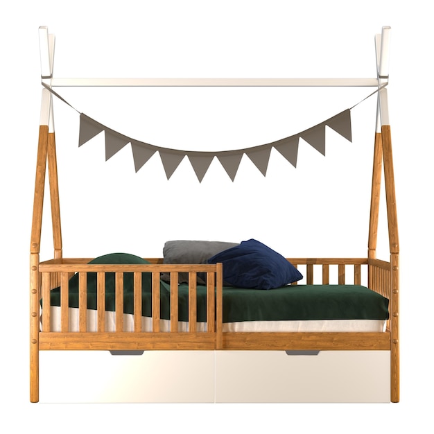 Cama de crianças Wigwam com placa sólida Beech 02