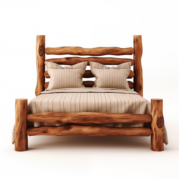 Foto cama de madeira isolada
