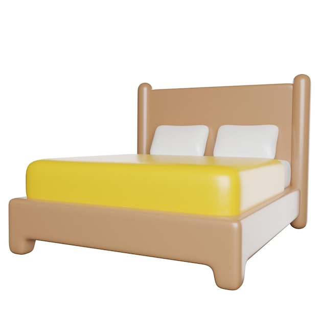 Cama de dibujos animados en 3D con almohadas
