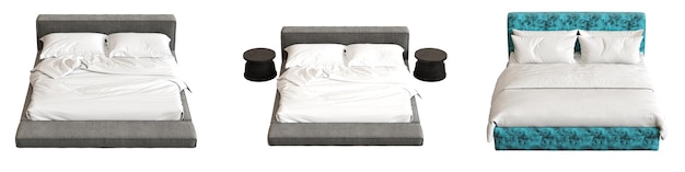 cama doble aislada en fondo blanco muebles para el interior del dormitorio ilustración 3D cg ren