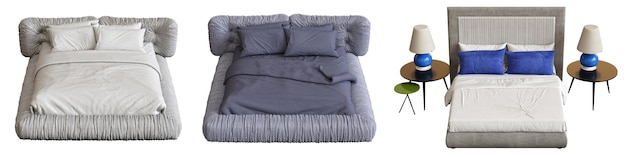 cama doble aislada en fondo blanco muebles para el interior del dormitorio ilustración 3D cg ren