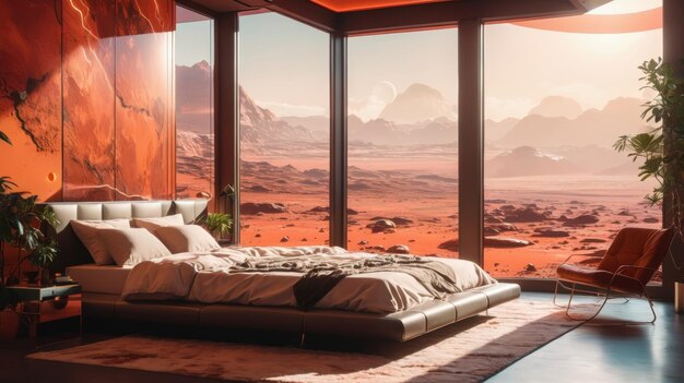 Foto cama en un dormitorio junto a la ventana