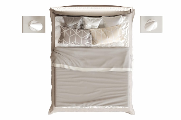 cama isolada em fundo branco móveis interiores ilustração 3D cg render