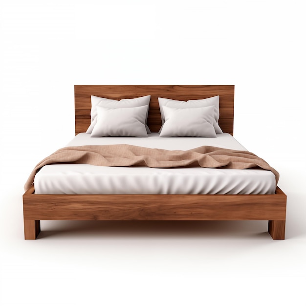 Cama de madera aislada