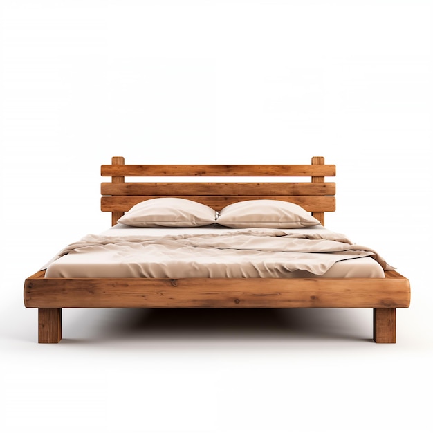 Cama de madera aislada