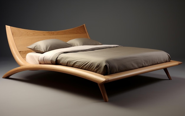 Cama minimalista de roble japonés de diseño zen