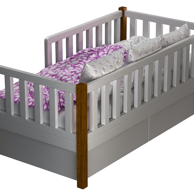 Cama para niños Naomi con tabla de haya sólida