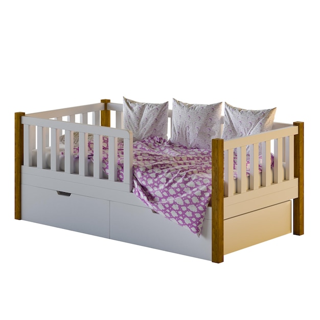 Cama para niños Naomi con tabla de haya sólida