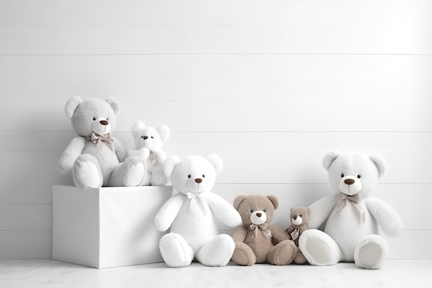 Cama para niños con oso de juguete