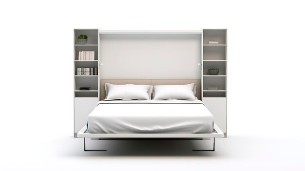 Foto cama de pared murphy cama con fondo blanco