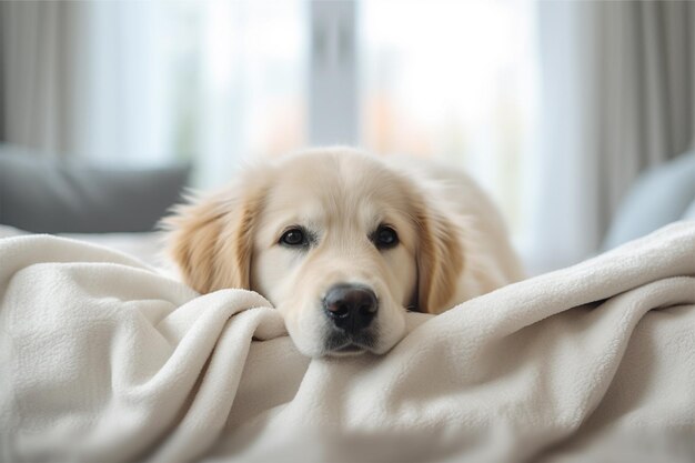 Foto cama de perro dorada