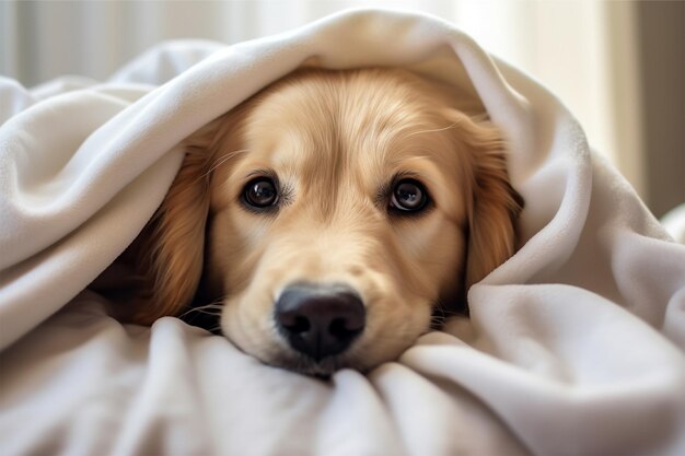 Foto cama de perro dorada