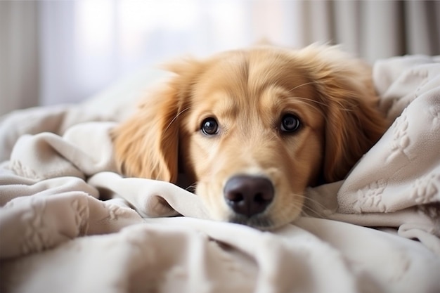 Foto cama de perro dorada