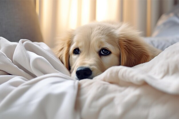 Foto cama de perro dorada