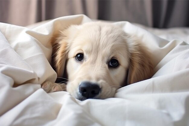 Foto cama de perro dorada