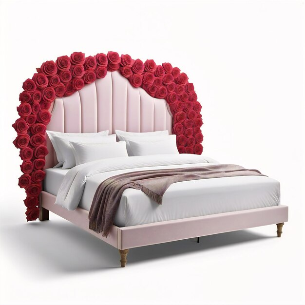 una cama con rosas en ella