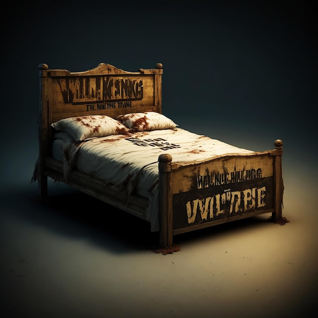 Una cama zombie andante con texto the Walking Bed