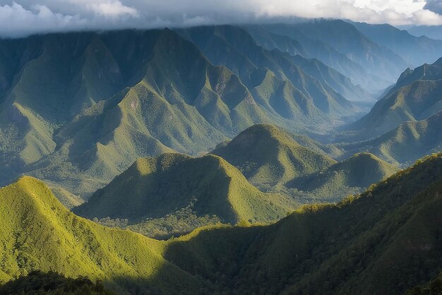 Camadas de montanhas nas Filipinas