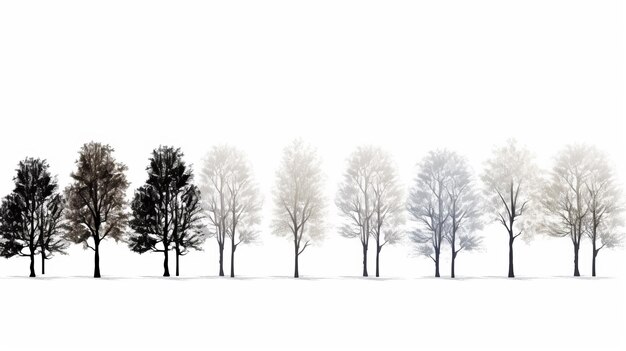 Camadas translúcidas Uma impressionante ilustração gráfica em preto e branco de uma árvore39s Mudando as estações