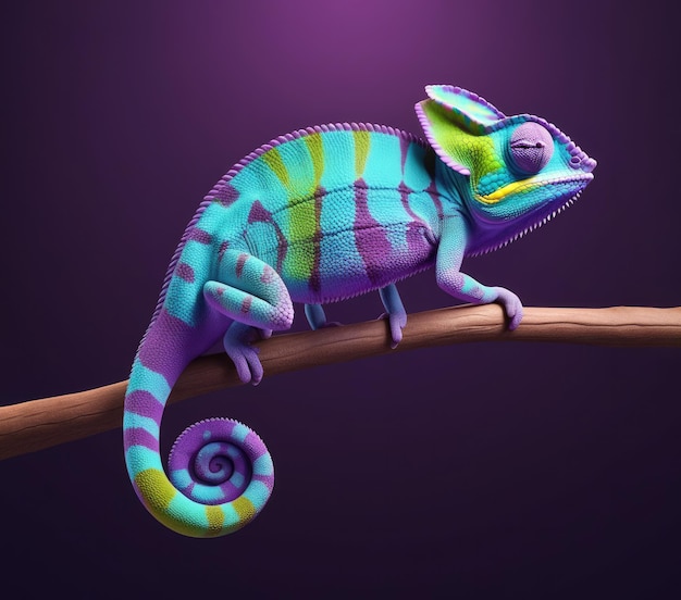 camaleão de desenho animado 3D