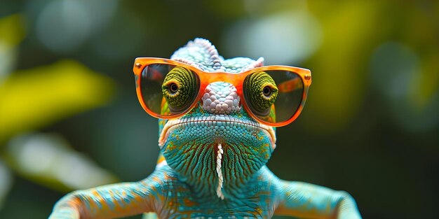 Camaleões balançando sombras em um momento de vida selvagem vibrante e brincalhão conceito fotografia de vida selvagem camaleões cores vibrantes momentos brincalhões