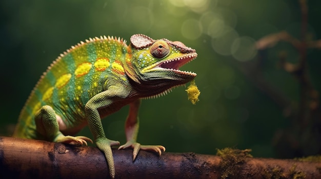 El camaleón dispara su lengua al momento de atrapar un insecto