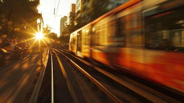 La cámara CC captura la escena del tren de metro en movimiento