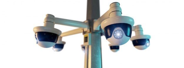 Cámara CCTV de seguridad de la calle aislada - representación 3d