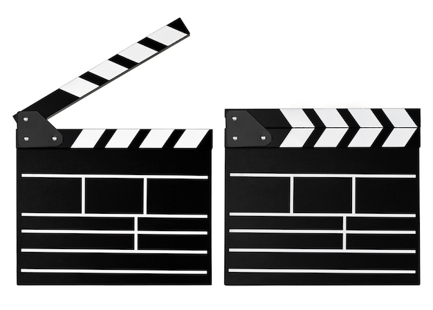 una cámara de cine aislada en un fondo blanco un asistente de director herramienta de rodaje doblaje