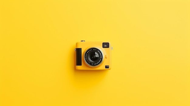 Cámara del Día Mundial de la Fotografía aislada en amarillo Generativo Ai