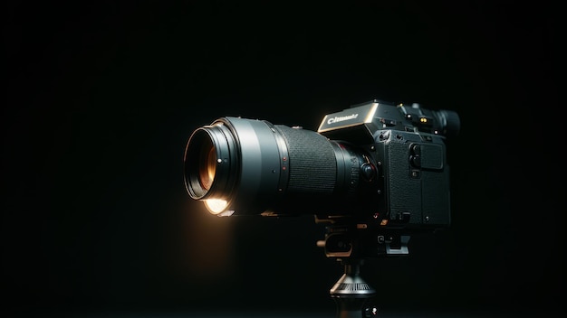Foto una cámara con un flash en ella