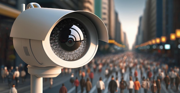 Una cámara de seguridad de alta tecnología vigila atentamente la actividad de