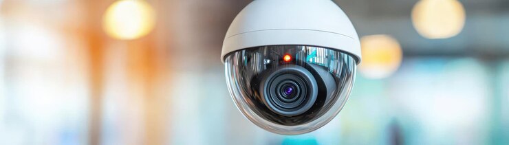 Cámara de vigilancia capturando actualizaciones en tiempo real en un entorno moderno que muestra tecnología y diseño de seguridad avanzados