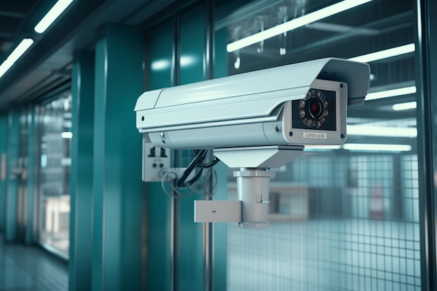 Una cámara de vigilancia monitoreando una generativa segura
