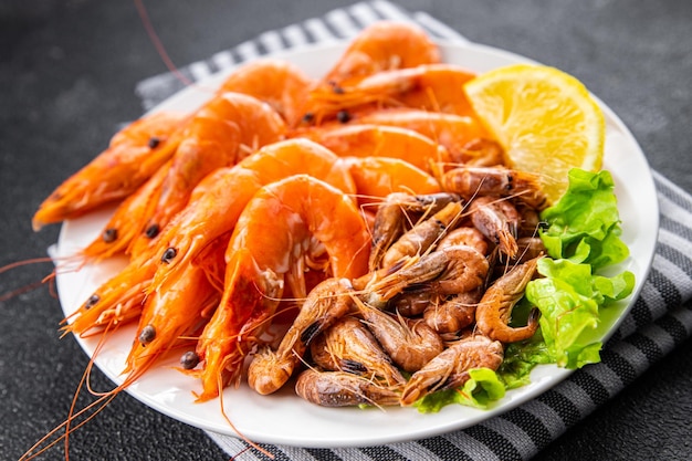 camarão camarão frutos do mar frescos prato refeição comida lanche na mesa cópia espaço comida fundo rústico topo