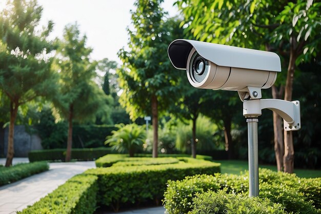 Las cámaras de CCTV están instaladas en el jardín.