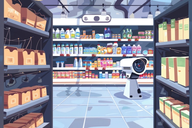 Foto cámaras de seguridad de cctv en el supermercado para la protección contra el robo y la vigilancia