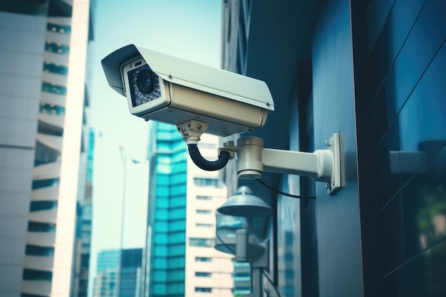 Cámaras de vigilancia en edificios de oficinas de monitoreo de ciudades inteligentes