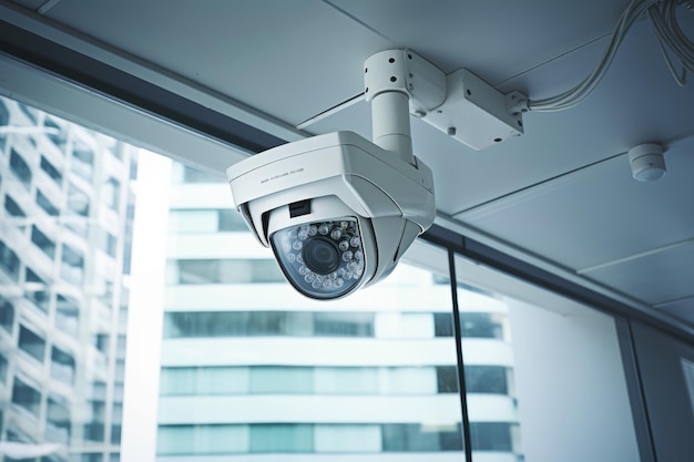 Cámaras de vigilancia en edificios de oficinas de monitoreo de ciudades inteligentes