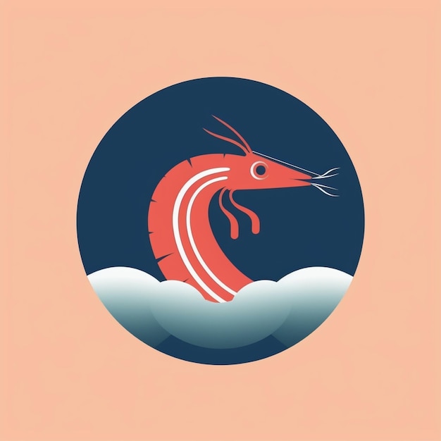 camarón logo vector simple color plano