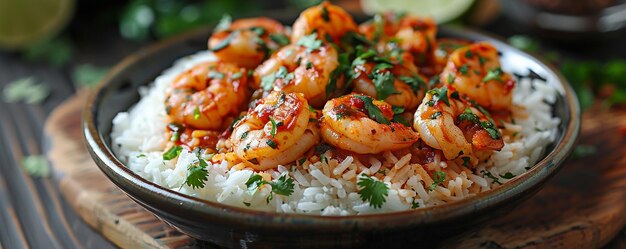 Foto el camarón picante diablo cargado de fondo gordo