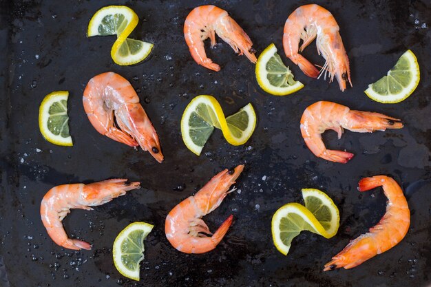 Camarones cocidos congelados con limón